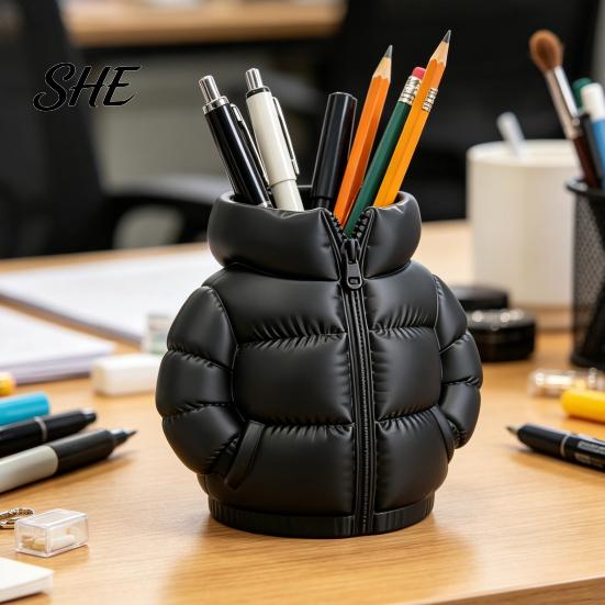 Handmade Desk Decor Puffer Jacket Shaped Pen Cup, 3D Printed Organizer, Creative And Pencil Holder Coat for Makeup Brushes, Home Office Organizer