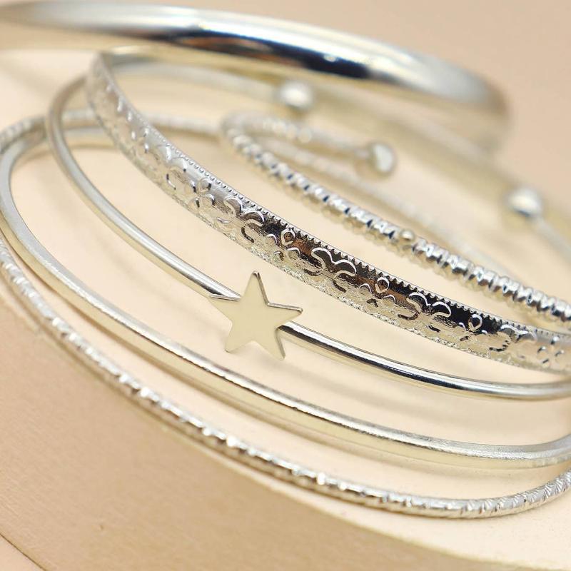 6pcs 10PCS Minimalist Five-Pointed Star Bracelet Set