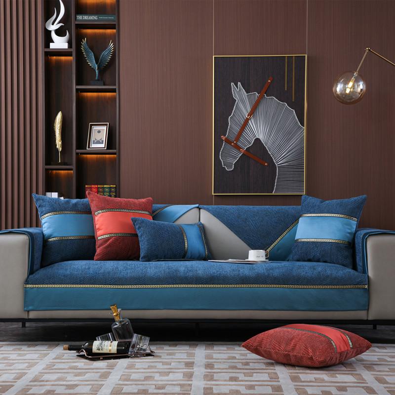 Four Seasons Universal Red Chenille Jacquard Sofa Cushion Modern Simple Non-Slip Color Matching Sofa Cushion Towel