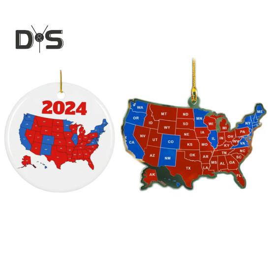 1/2/3/5 ks Ozdoba na prezidentské voľby v USA 2024 Výsledky volieb štátov USA Vianočná ozdoba na stromček Pamätná spomienka pre podporovateľa
