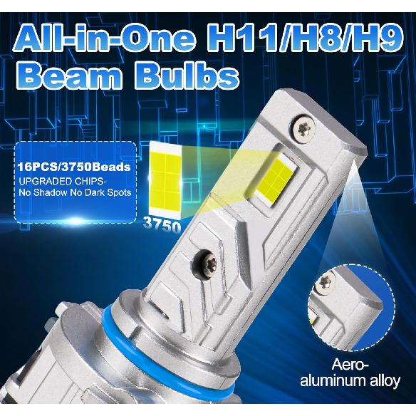 H11/H9/H8 Led Headlight Blubs,Upgraded Light Bulb Halogen Replacement,1:1 Size Fog Light,6500K Illumination With Cooling Fan For H11 Headlight
