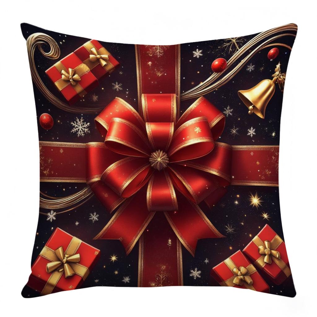 

Christmas Pillowcase Holiday Bell Bow Element Decoration Sofa Atmosphere Decorative Linen Pillow Consult customer service