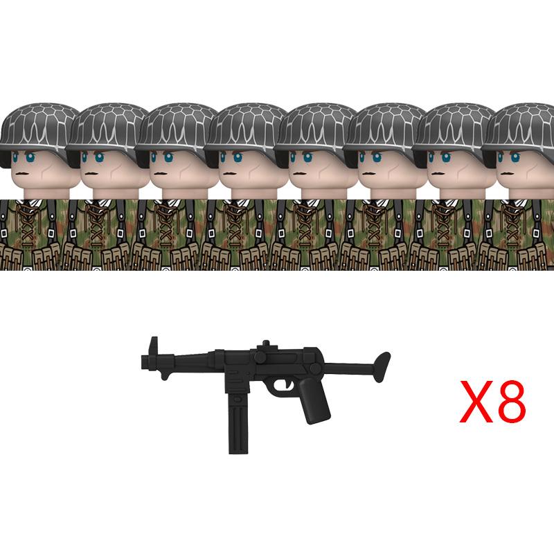 Non-Toxic Ww2 Military German Soldiers Figures Building Blocks 43 Type Swamp Camouflage Army Infantry Helmet Weapons Bricks Toys For Kids
