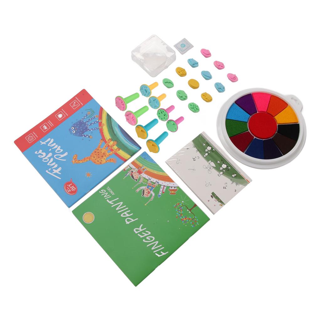 Finger Paint Kit Multi Colors Washable Funny DIY Crafts Finger Painting Kit with 20pcs Stampers