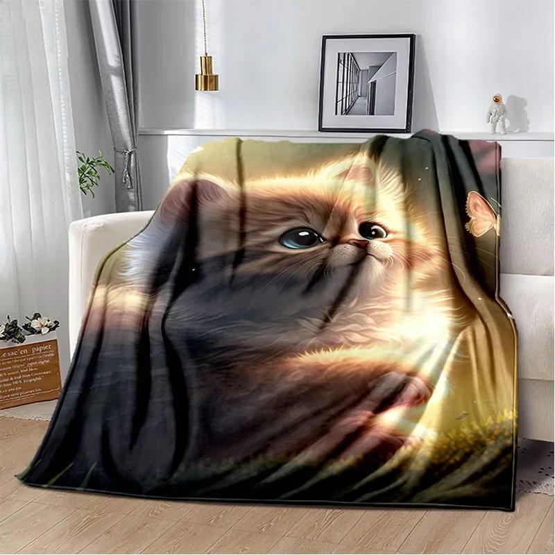 Cartoon Cute Calico Cat,Garfield Cat,Persian Cat,Ragdoll Blanket,Soft Throw Blanket for Home Bedroom Bed Sofa Cover Blanket Kids