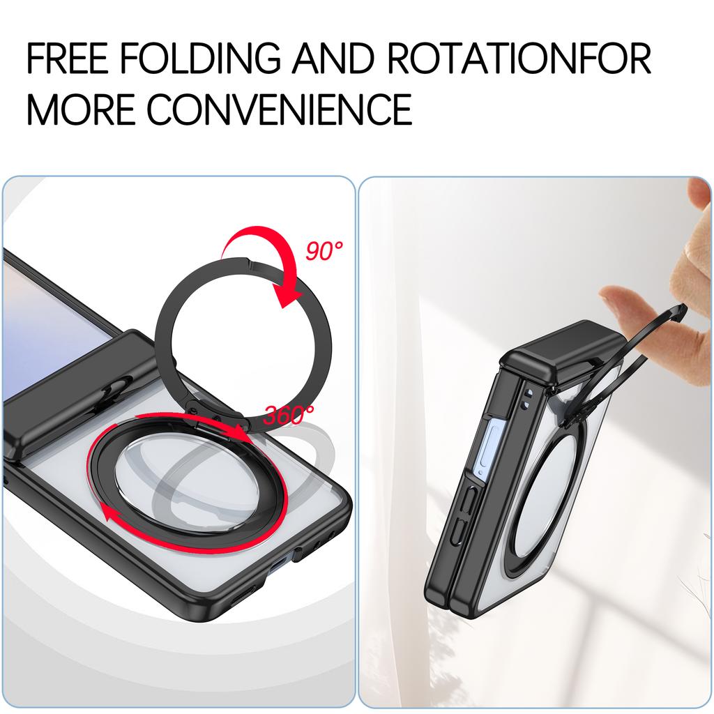 360 Rotating Bracket Phone Case for Samsung Galaxy Z Flip 7 6 5 Flip7 Flip6 Flip5 Electroplated Magnetic Hinge Protective Cover