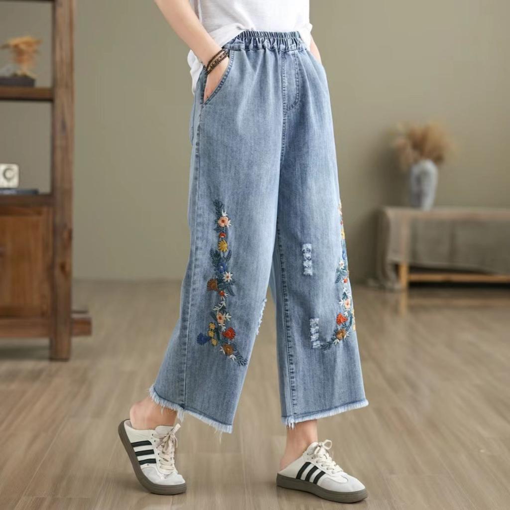 Spring and Summer Women's Jeans Women's High Waisted Jeans Loose Oversized Casual Pants