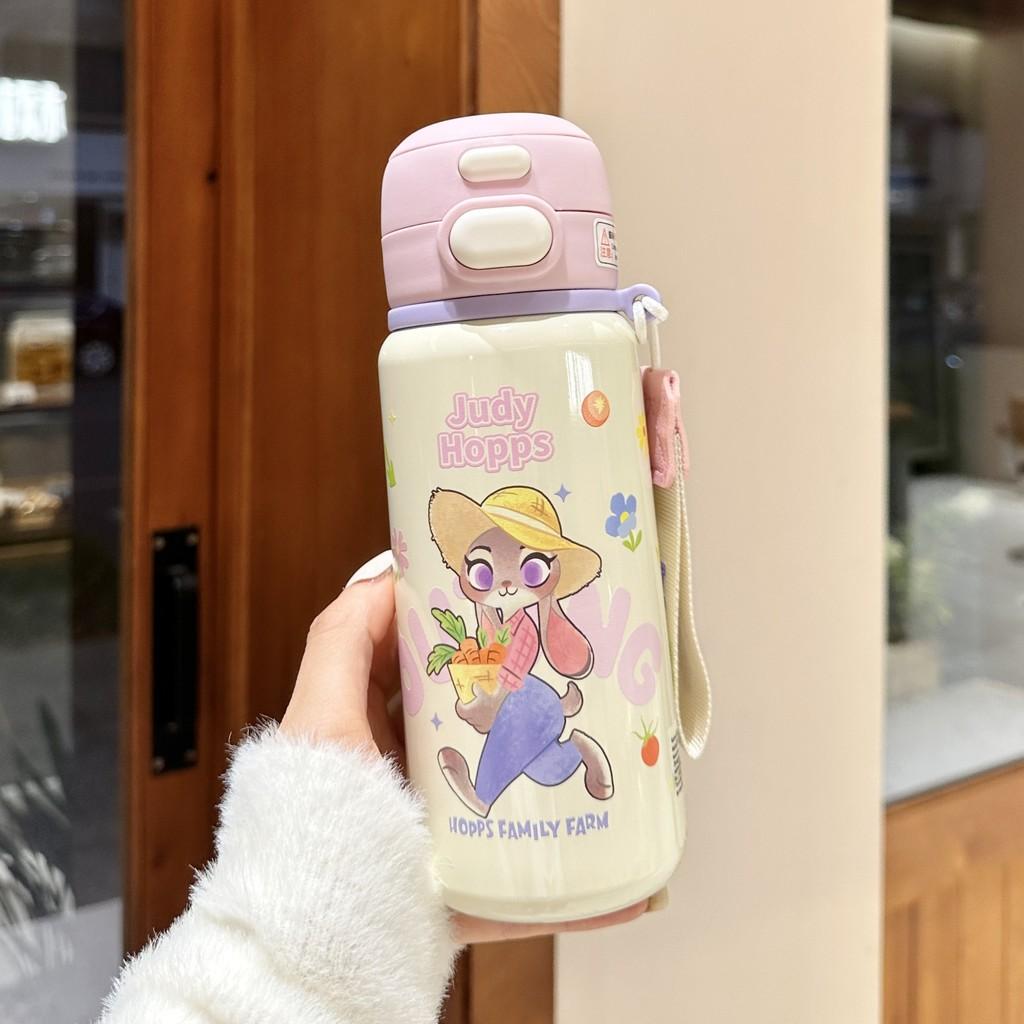 Judy Zootopia Insulated Water Bottle With Straw Lock For Travel And Gift