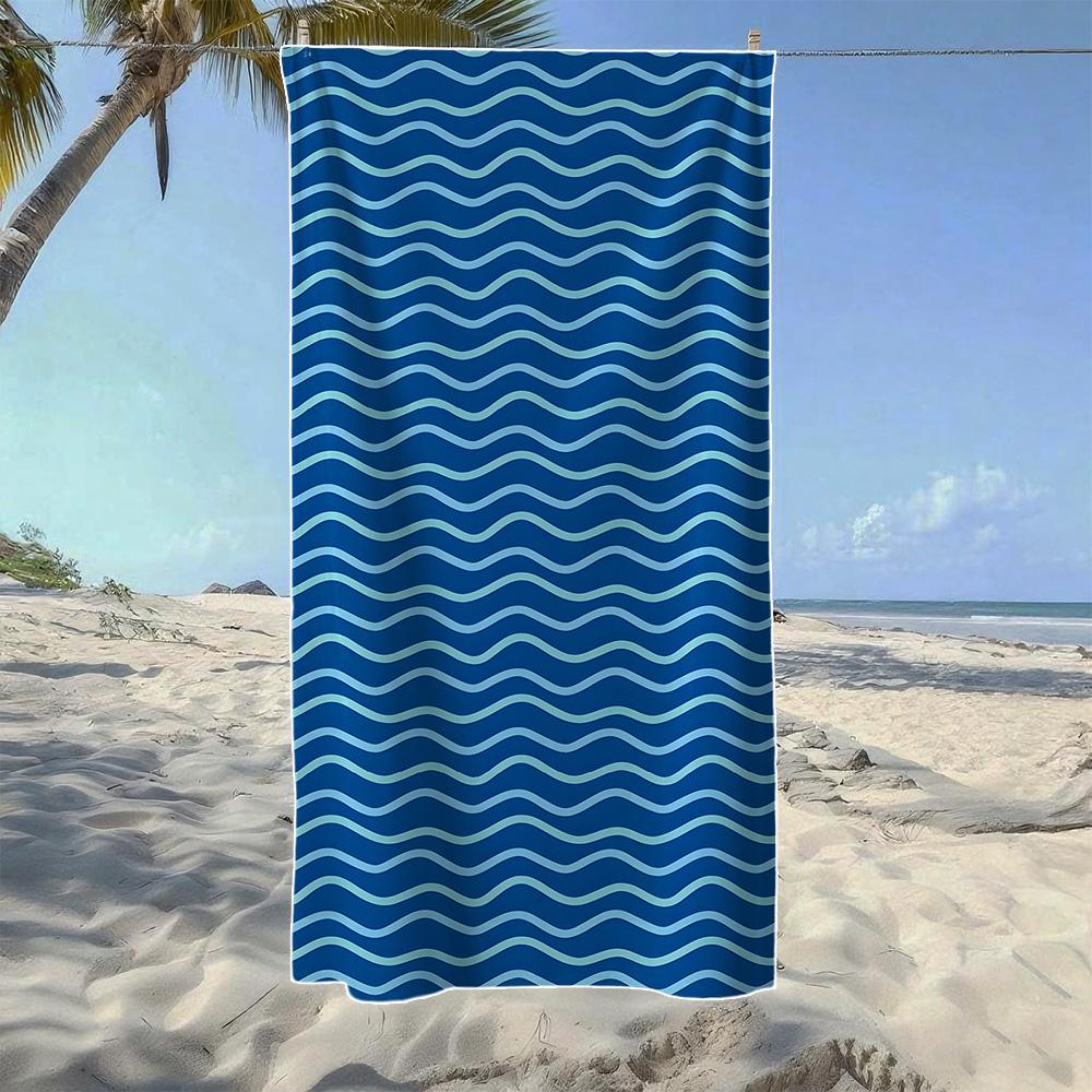 Strifen und wellige Texturen Strandtuch, Weich Schnelltrocknend, Perfekt Für Tragbare Outdoor-Reisen, Schwimmen, Camping Und Sommerstrand