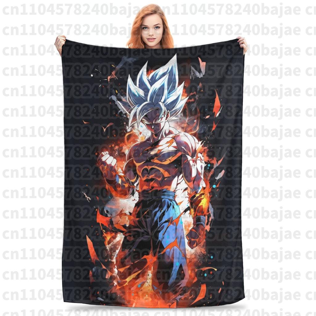 Dragon Ball Z Knitted Blanket Flannel Anime Son Goku Soft Throw Blankets for Bed Bedroom Quilt