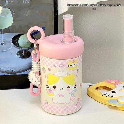 Changqi 316 Stainless Steel Thermos Cup with Strawberry Cat Print