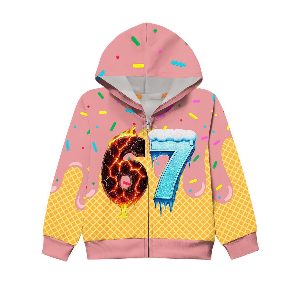 Children's Long Sleeved Loose Printed Zipper Jacket
