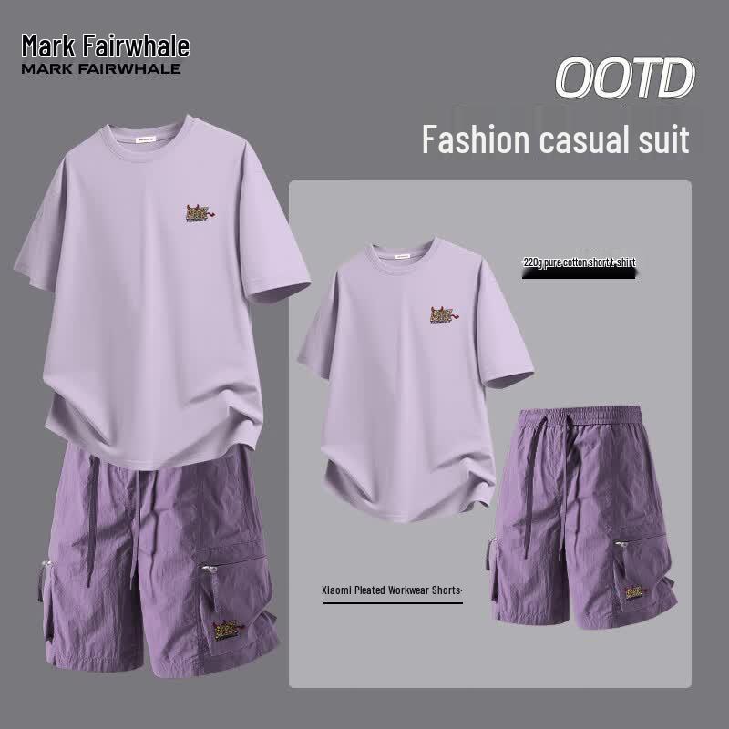 MARK FAIRWHALE Men's Casual Two-Piece Summer Set