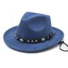 New jazz hat hat ethnic Tibetan style western cowboy hat windbreak rope top hat autumn and winter men's and women's felt hats