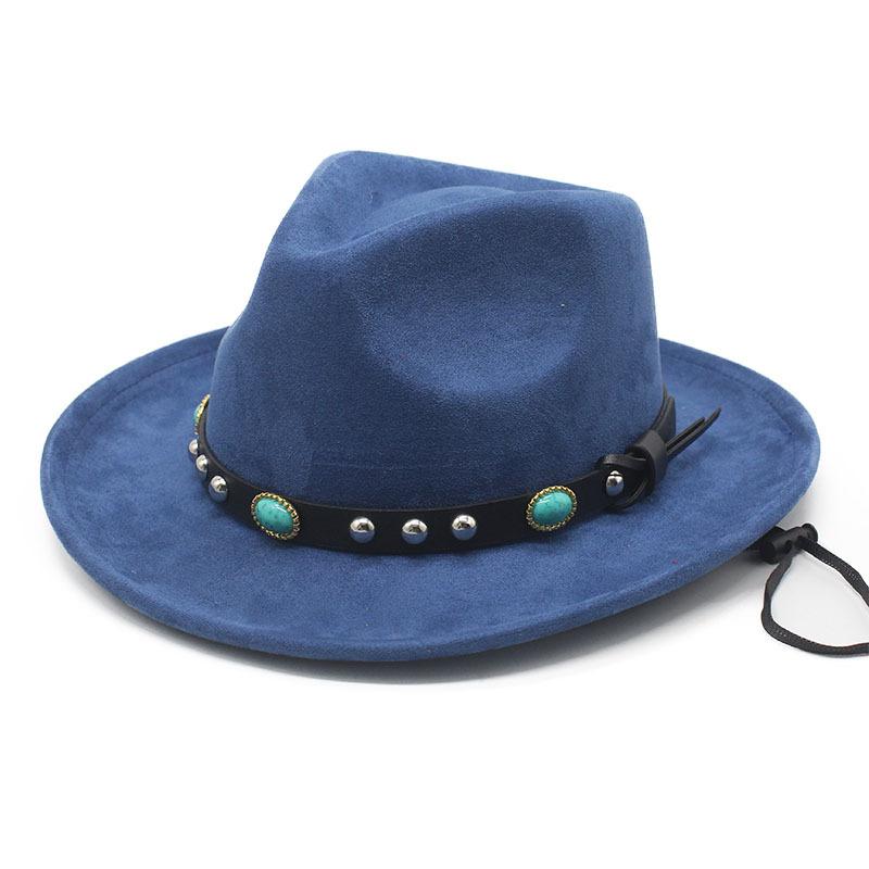 New jazz hat hat ethnic Tibetan style western cowboy hat windbreak rope top hat autumn and winter men's and women's felt hats