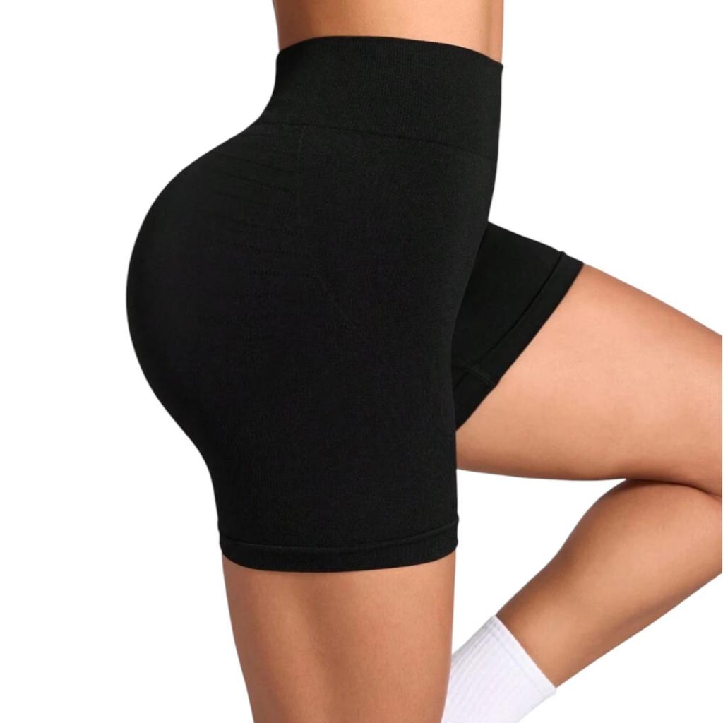 Colanti Scurti Push Up High Waist - Women's Fitness Leggings, Black, One Size