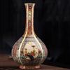 Chinesische Sechseckige Blume Vogel Keramik Vase Ornamente Haus Wohnzimmer Antikes Regal Emaille Porzellan Vase Dekoration Sammlung
