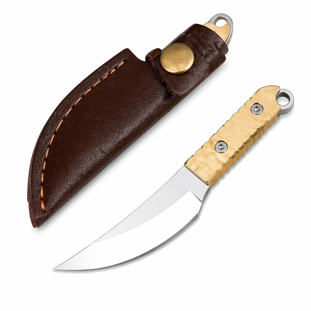Mini Brass Stainless Steel Knife Portable Utility Knife Survival Safety Knife Keychain Pendant Small Tool Envelope Bottle Open