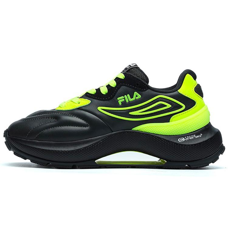 FILA Flusso Icona Fabric Abrasion Resistant Coverage Low top Casual Shoes Women s Black Green F12W213113FUS 36
