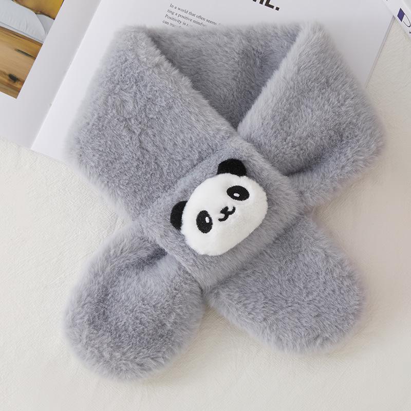 2025 Kids' Soft Thick Cartoon Bear Scarf - Warm Plush Neck Warmer for Autumn & Winter