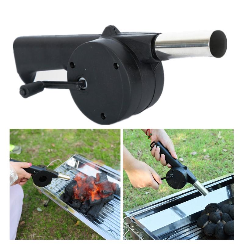 Portable Barbecue Blower Hand Crank BBQ Fan Small Manual Air Blower for Outdoor Barbecue, Camping and Hiking Picnic