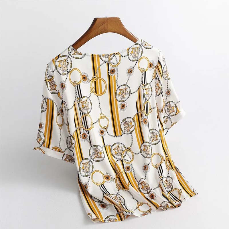Ice Silk Short Sleeve T-Shirt Women's Printed Thin Top Pullover Bottoming Shirt Summer New Plus Size Stretch Top Lightweight and Breathable Fabric