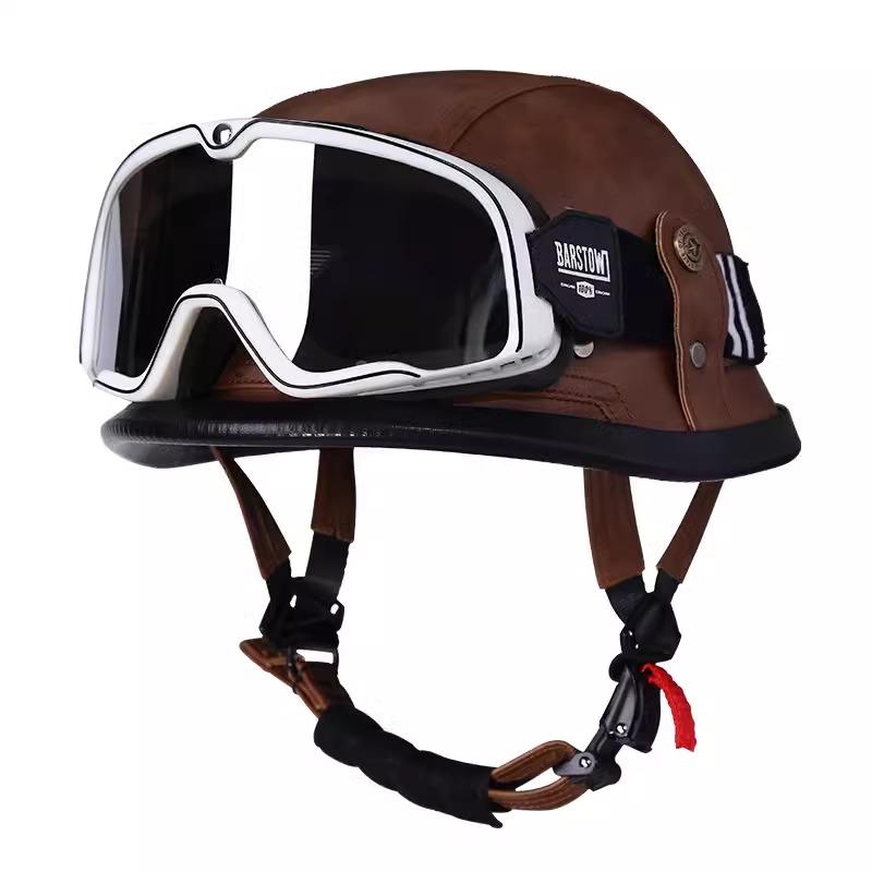 VGV Vintage Half Helmet Motorcycle Helmets Summer Cool Protective Glasses Man Women Boy Girl Light Cute Sunburn Protection