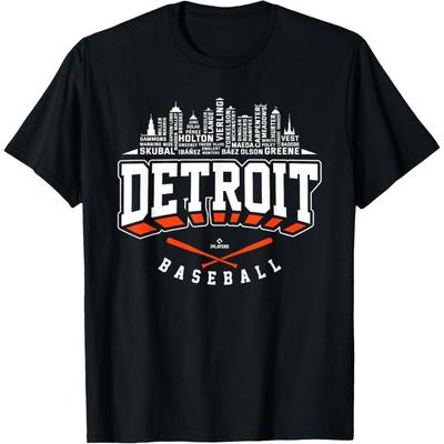 Skyline Word Art Tarik Skubal Detroit Baseball MLBPA T-Shirt