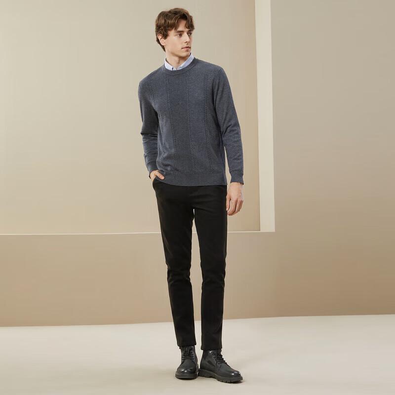 Septwolves Men's Cashmere Blend Round Neck Pullover Sweater