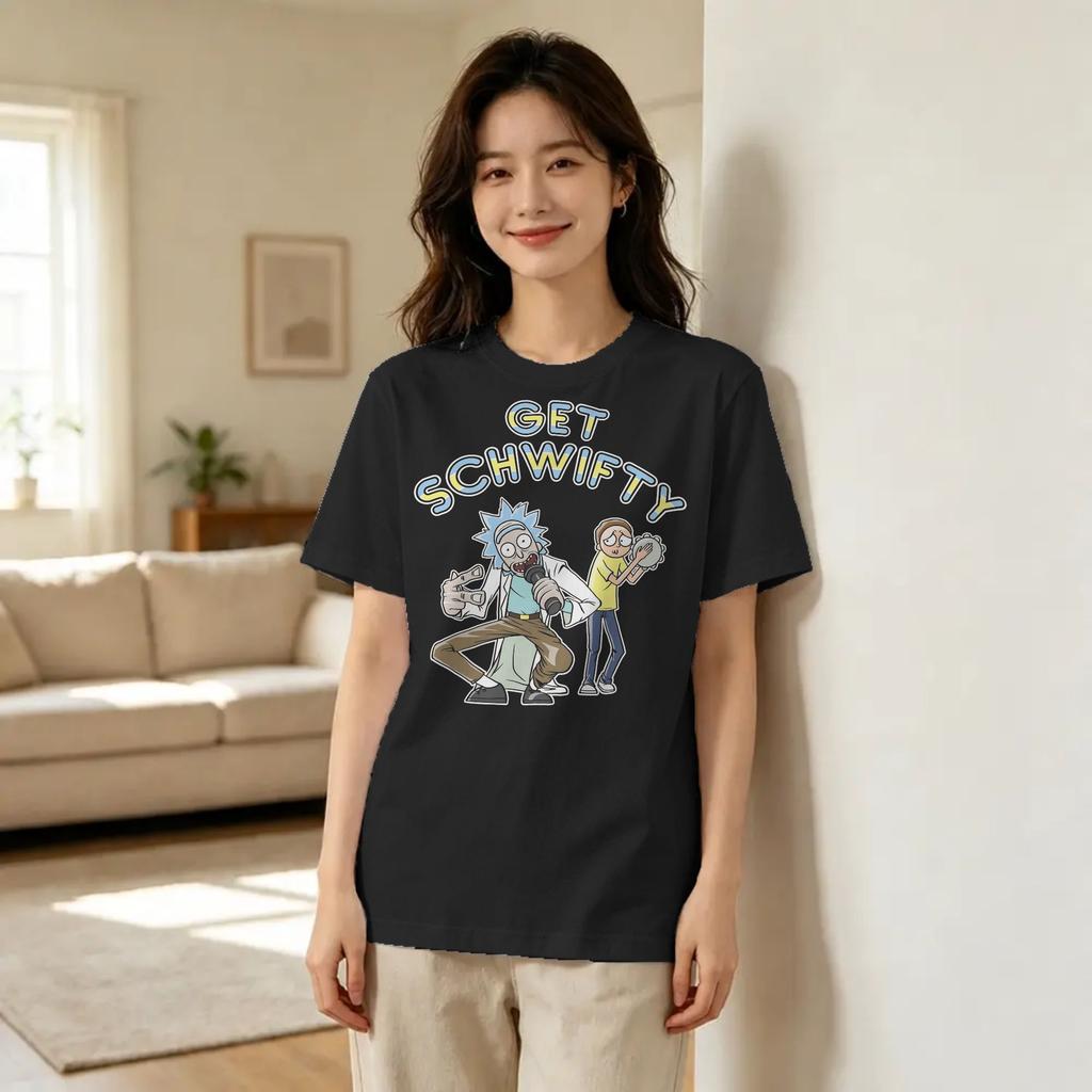 GET SCHWIFTY R-Rick and M-Morty T Shirt Cotton Hipster T-Shirts Round Collar Tees Short Sleeve Clothing