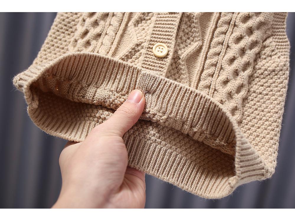 Men's Baby Wool Knit Cardigan & Girls' Solid V-Neck Sweater Vest