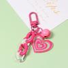 1pc Pink Acrylic Love Heart Keychain with Bell Charm, Fashion Accessory for Phone Case, Car Keys, and Purses