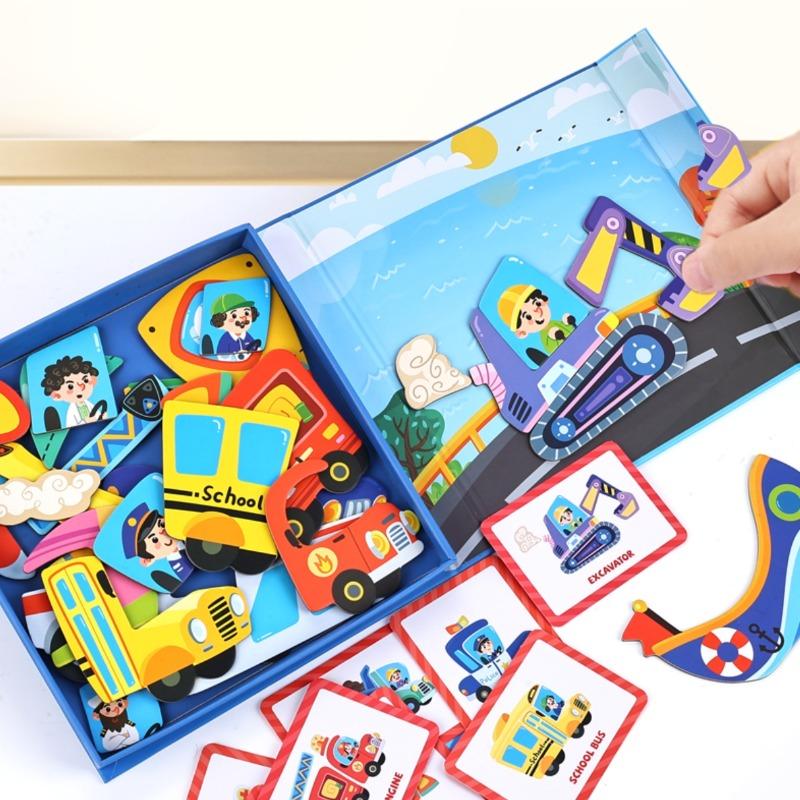 Magnetyczne Puzzle Ubieranki Zabawki Edukacyjna Gra Zabawna Przyjazna w Podróży Prezenty Niespodzianki Odpowiednie dla Chłopców i Dziewczynek w Wieku 3-6 Lat