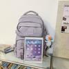 Solid color multi-pocket schoolbag female Korean version high school college student backpack light color couple large capacity ins backpack