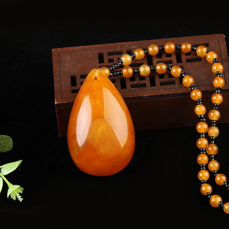 Vielseitige gelbe Bernstein Honigwachs Anhänger Halskette