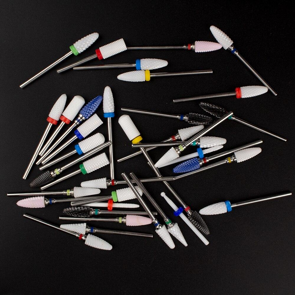 5pcs Milling Cutter For Manicure Set Ceramic Nail Drill Bit Mill Manicure Machine Pedicure Tools for Removing Gel File 3/32 Inch