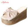 Fashion Aphixta Summer Women Wedge Slippers Platform Appliques Butterfly-knot Beach Antiskid Female Sandals Clog Shoes Slides Women