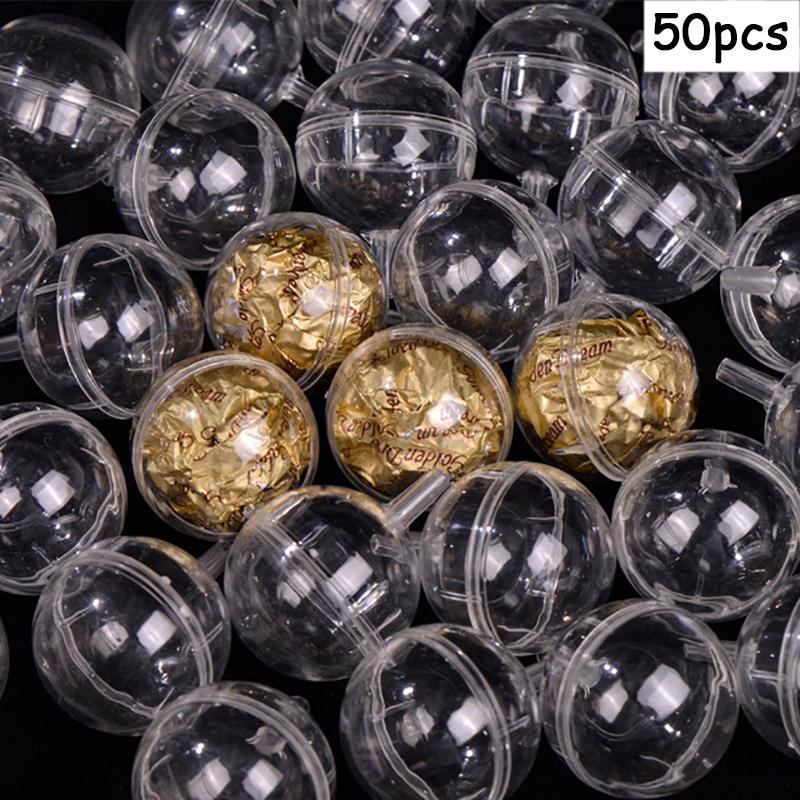 30/50pcs Clear Sphere Candy Box Holder, Floral Insert for Luxury Chocolate Truffles, Wedding Favor & Bakery Display Case