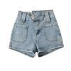 2023 Retro High-Waist Denim Shorts for Women – A-Line Slimming Straight Leg