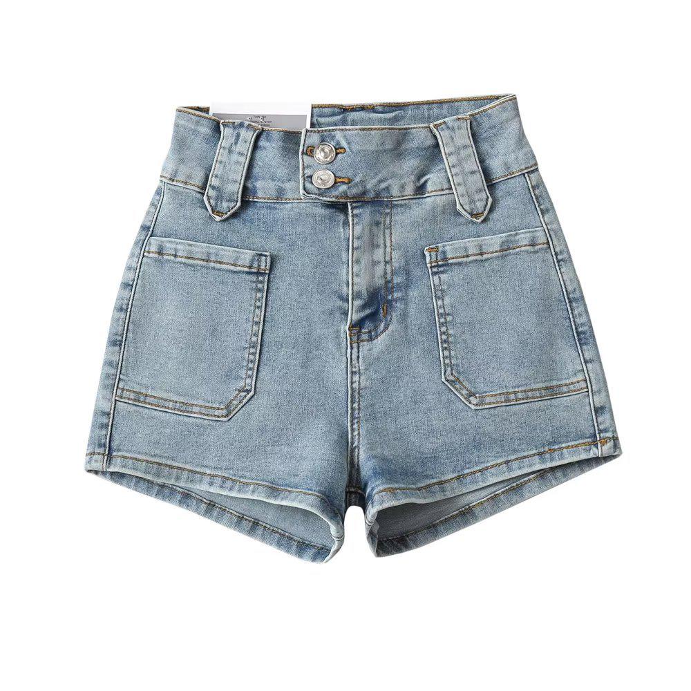 

2023 Retro High-Waist Denim Shorts for Women – A-Line Slimming Straight Leg XL