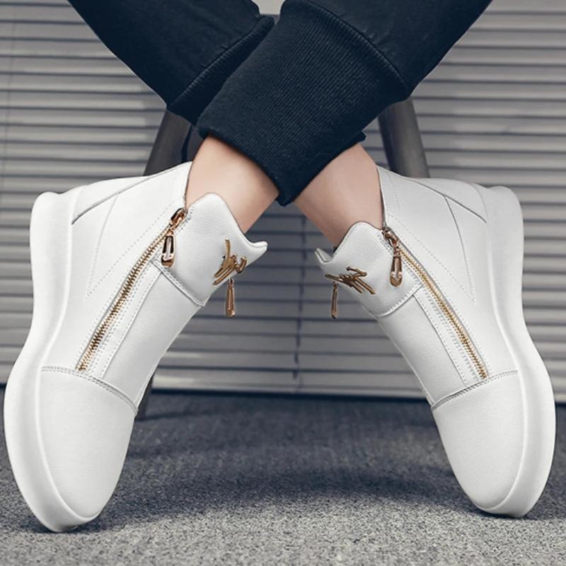 High Top Men'S Casual Shoes Fashion Platform Shoes Zip Male Vulcanized Shoes Comfortable Men Sneakers New Zapatillas De Deporte