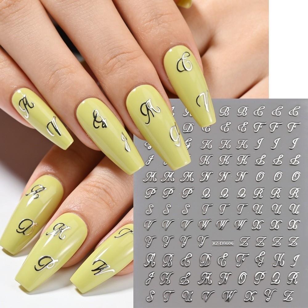6Pcs Y2K Laser Star Nail Stickers Gold Silver Color Nail Art Stickers  Nail Supplies