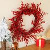 Christmas Wreath Realistic Decorative Decorated with Red Berries Artificial Wreath for Window House Festival Holiday Party