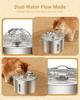 2.2L Stainless Steel Pet Water Dispenser with Dual Outlet Mode and Flower Outlet Design Makes Pets Enjoy Drinking Water More