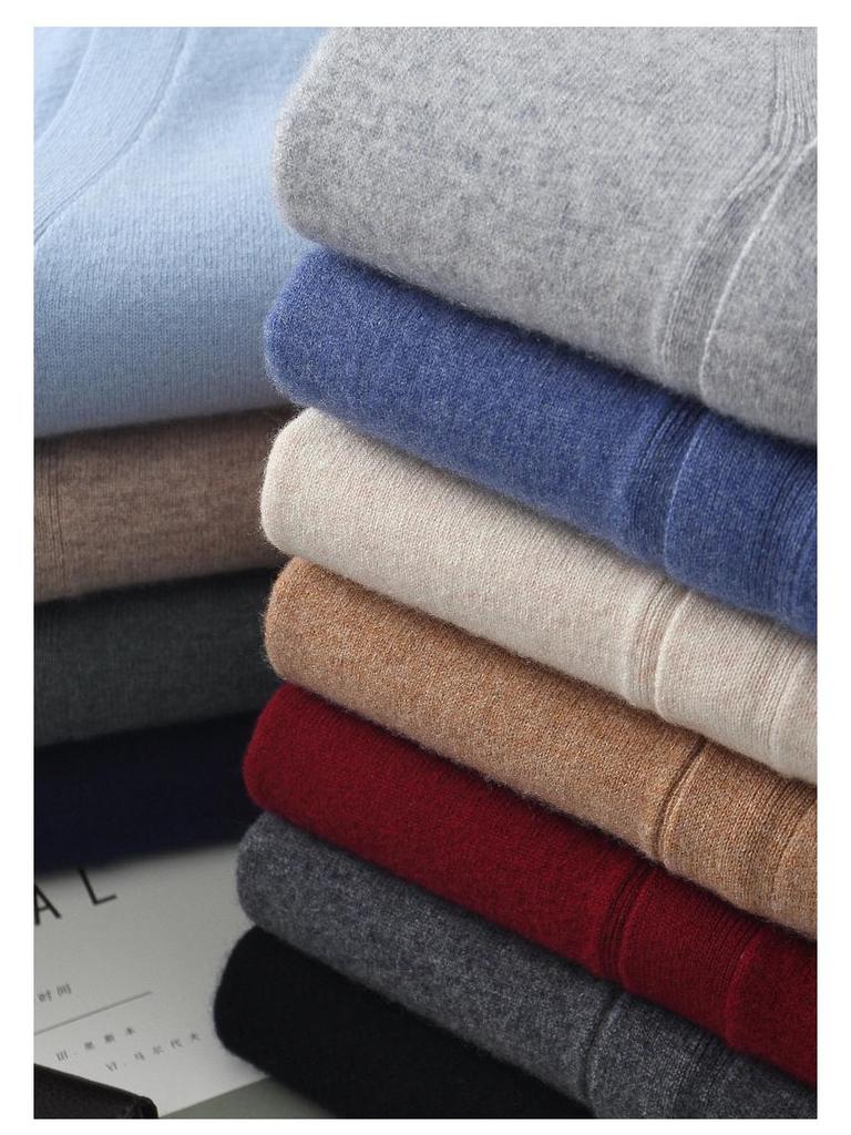 Men's V-neck Wool Cardigan: Autumn/Winter Business Casual Solid Color Long Sleeve, Warm Loose Knit Outerwear.