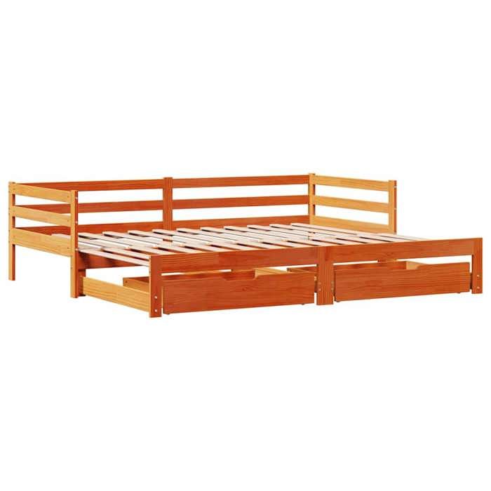 VidaXL Daybed and Trundle Bed and Drawers 90x200 Cm Solid Pine Wood, Sofa Bed, Comfortable Sofa Bed, Daybed with 3302162