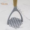 Stainless Steel Potato Press Masher with Wooden Handle Lightweight Rust-proof Kitchen Tool for Mashing Vegetables Fruits Beans