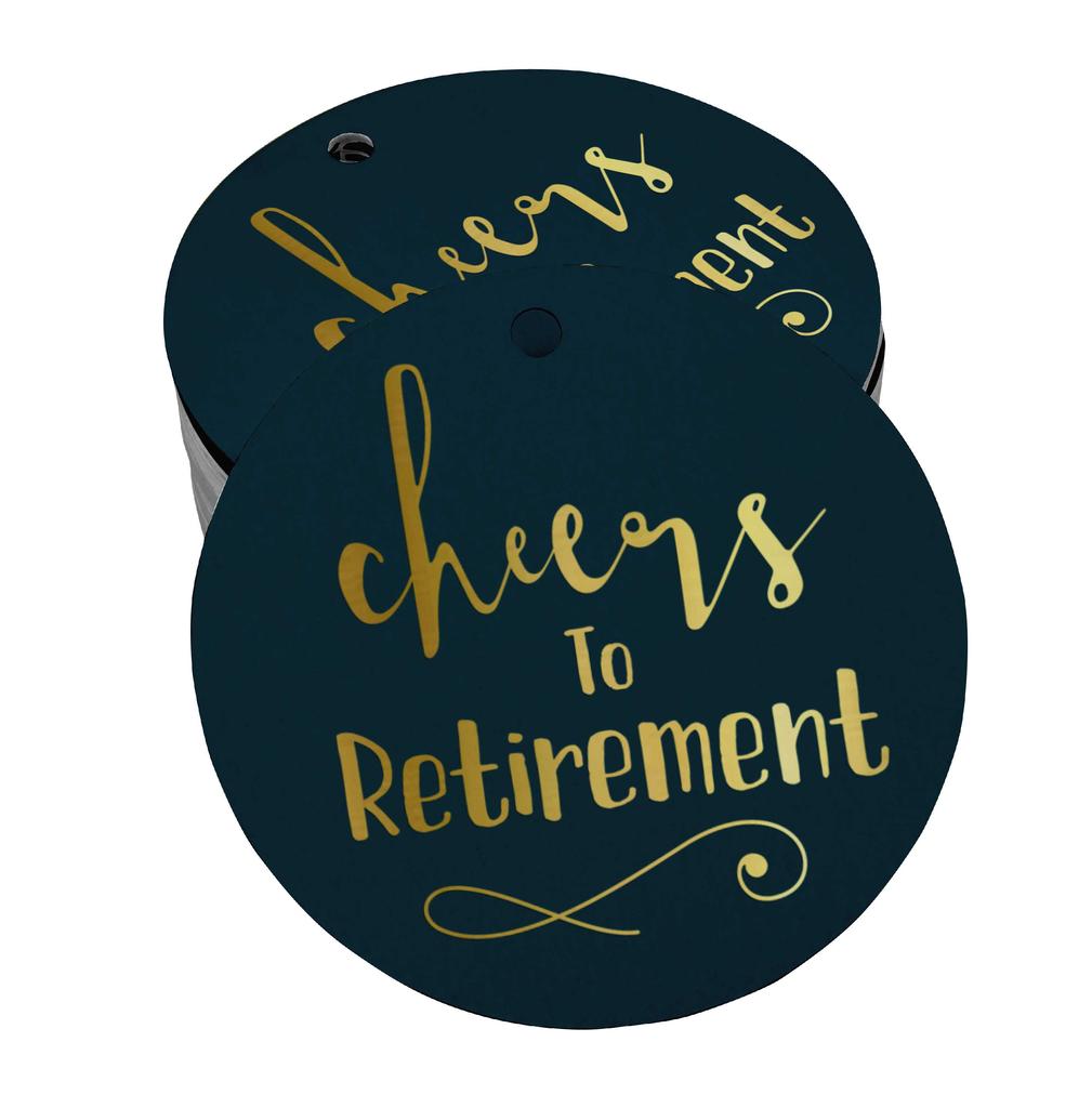 Inkdotpot Pack Of 100 Real Gold Foil Paper Tags Cheers To Retirement Favor Hang
