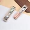 2-in-1 Edelstahl Löffel Essstäbchen Set Reiseset mit Plastikbehälter