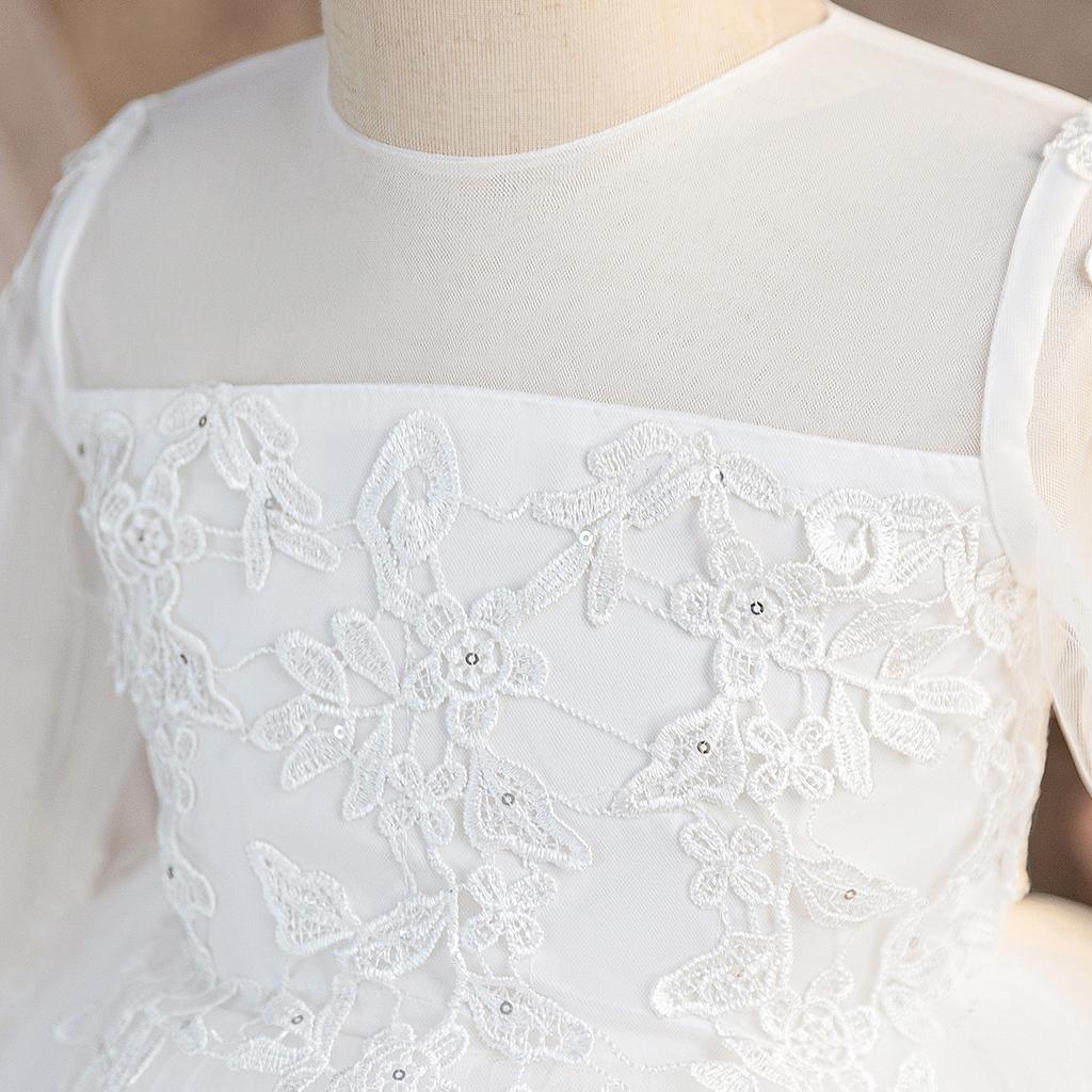 Wedding Flower Girls Dress Toddler Baptism 1st Birthday Dress Baby Girl Clothes Princess Wedding Lace Party Kids Costume T6035